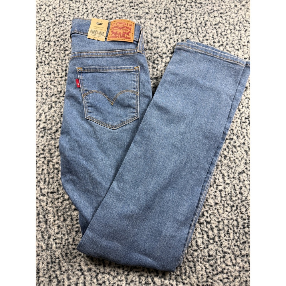 Levis 314 Shaping Straight Jeans Womens 26x32 Mid Rise Stellar Stretch Blue